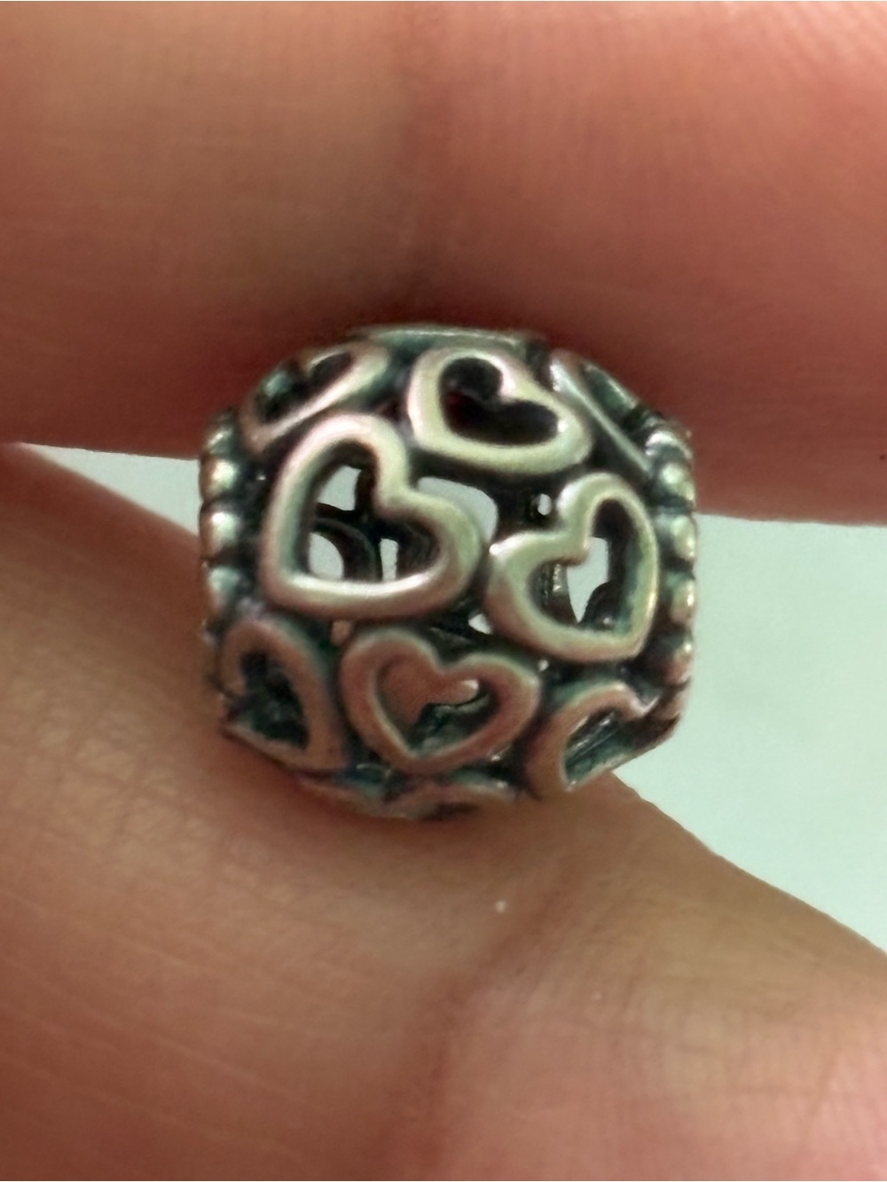 Pandora Silver Heart Filigree Charm - Silver